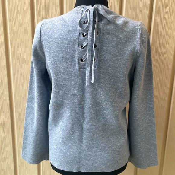 MADEWELL • Grey Laced-Back Pullover Sweater - Picture 4 of 16